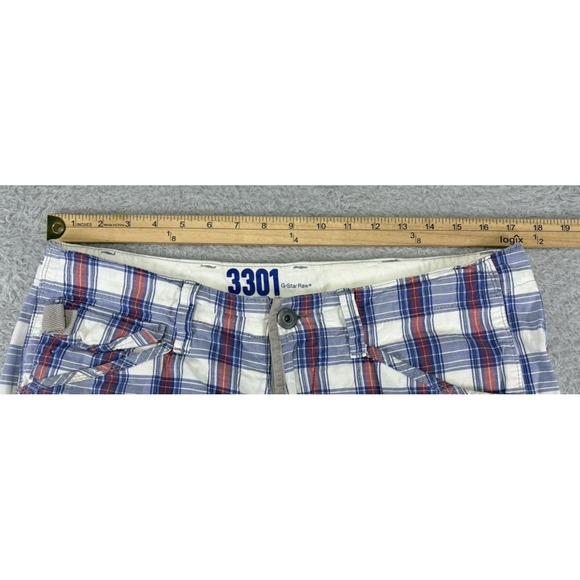 G Star Raw Men's Rovic Zip Relaxed Blue Plaid Cargo Shorts Size 33 (34 Waist) - Picture 4 of 12